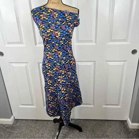 Sz 4 (36 Eur) Atlein Off the Shoulder Twist Floral Dress NWOT $684 MSRP - Picture 4 of 9